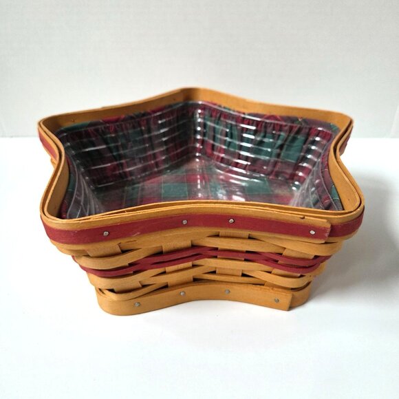 Longaberger 2001 Red Shining Star Basket Plaid Liner Protector Set Christmas - Picture 4 of 7